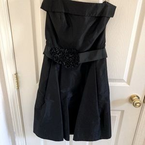 Black Strapless Belted Dress